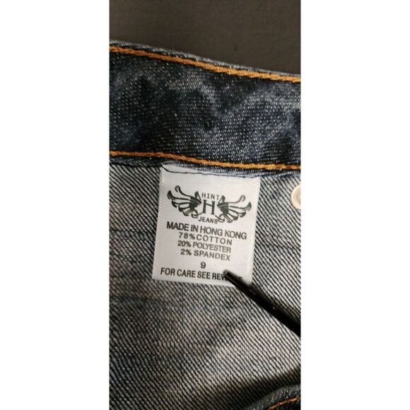 Hint Jeans Distressed Hem & Pockets Wipe Leg Cropped Capris Size 9 - Picture 11 of 11
